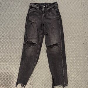 American Eagle Outfitters Black Distressed Straight Leg Jeans